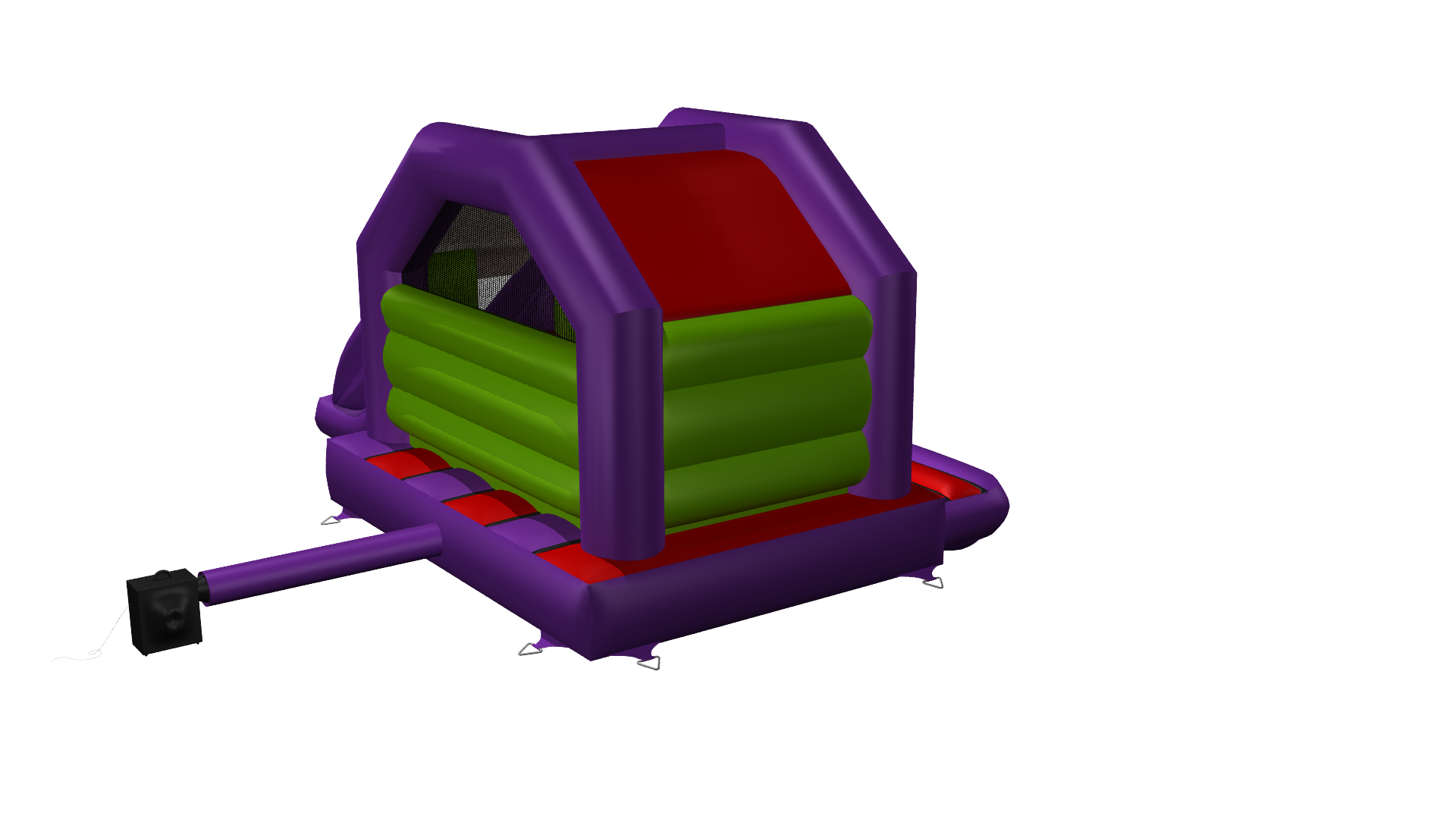 Combi toboggan latéral 4x5,5m violet, rouge et vert