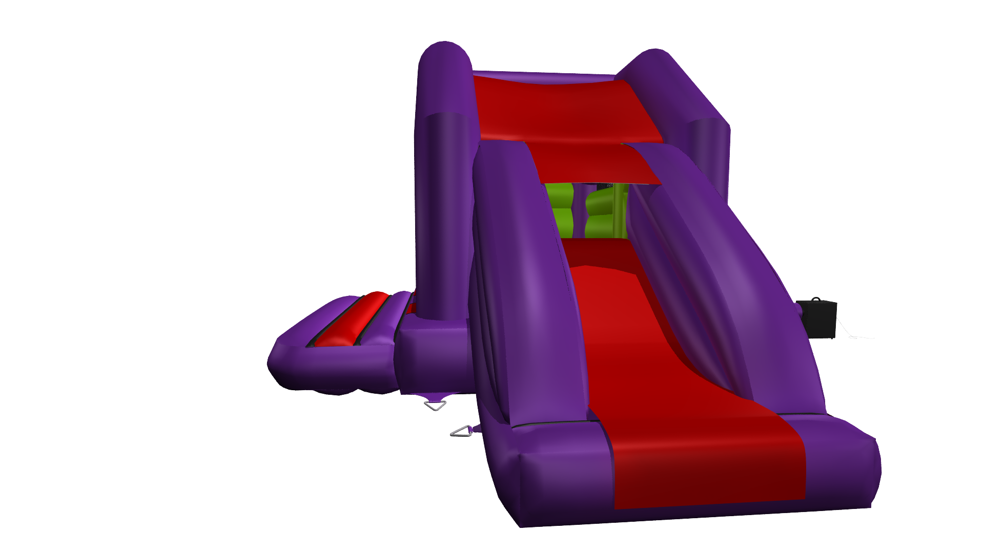 Combi toboggan latéral 4x5,5m violet, rouge et vert