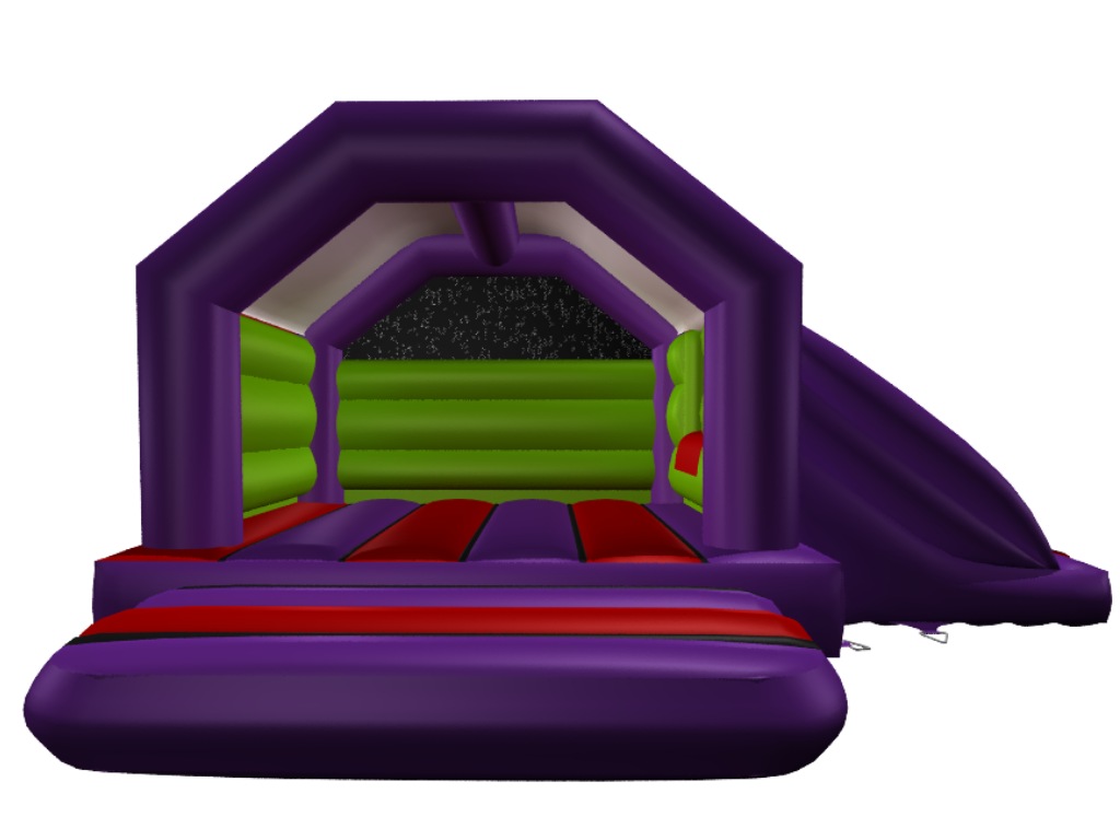 Combi toboggan latéral 4x5,5m violet, rouge et vert