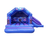 Combi toboggan latéral disco bleu et violet 4x5,5m - Prêt pour disco