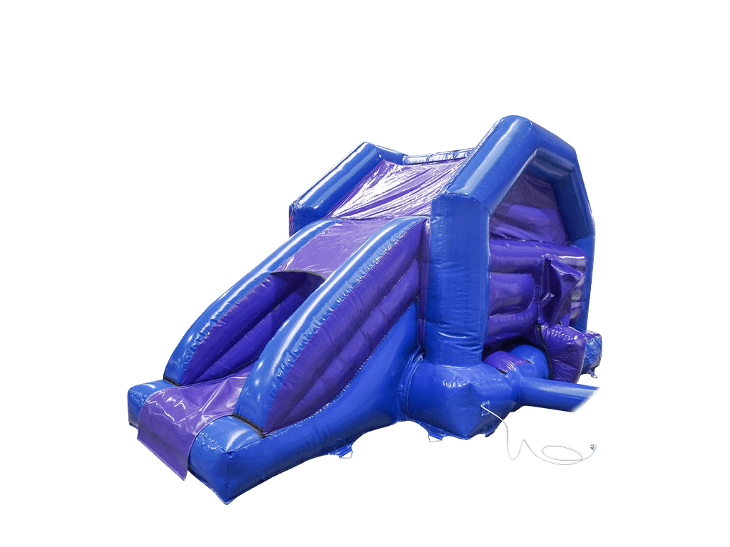 Combi toboggan latéral disco bleu et violet 4x5,5m - Prêt pour disco
