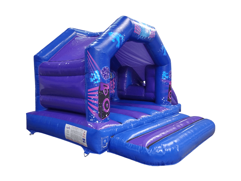 Combi toboggan latéral disco bleu et violet 4x5,5m - Prêt pour disco