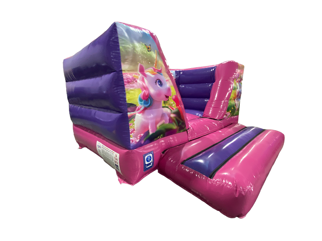 Frontal en V de unicornio fucsia y púrpura 3.7x3.7m