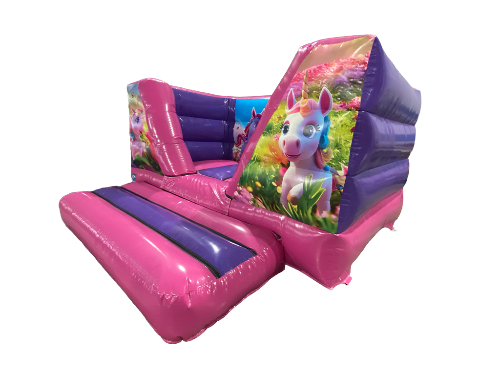 Frontal en V de unicornio fucsia y púrpura 3.7x3.7m