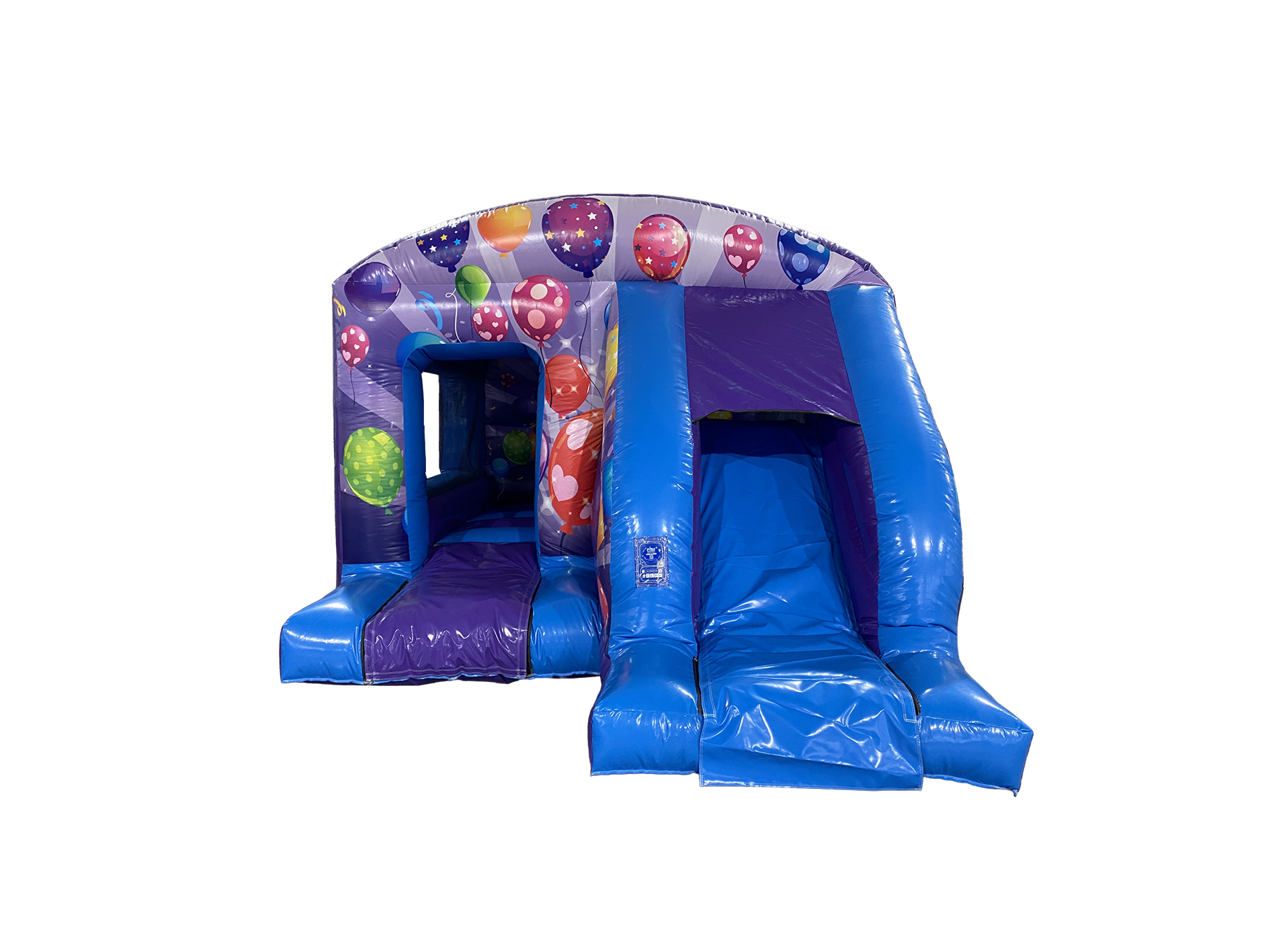 Lila & Blaue Party Box Sprung und Rutsche