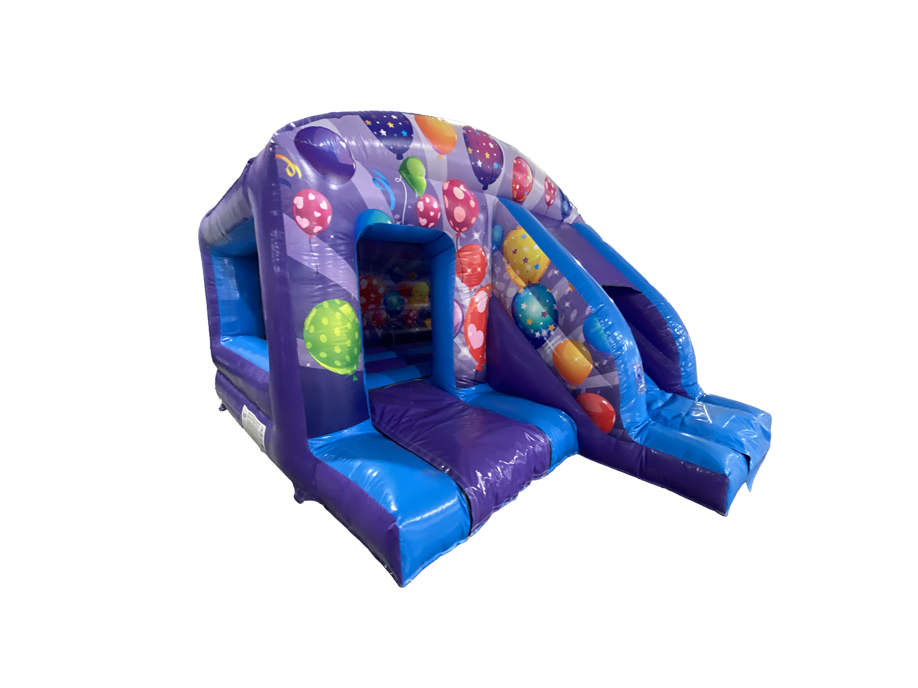 Lila & Blaue Party Box Sprung und Rutsche
