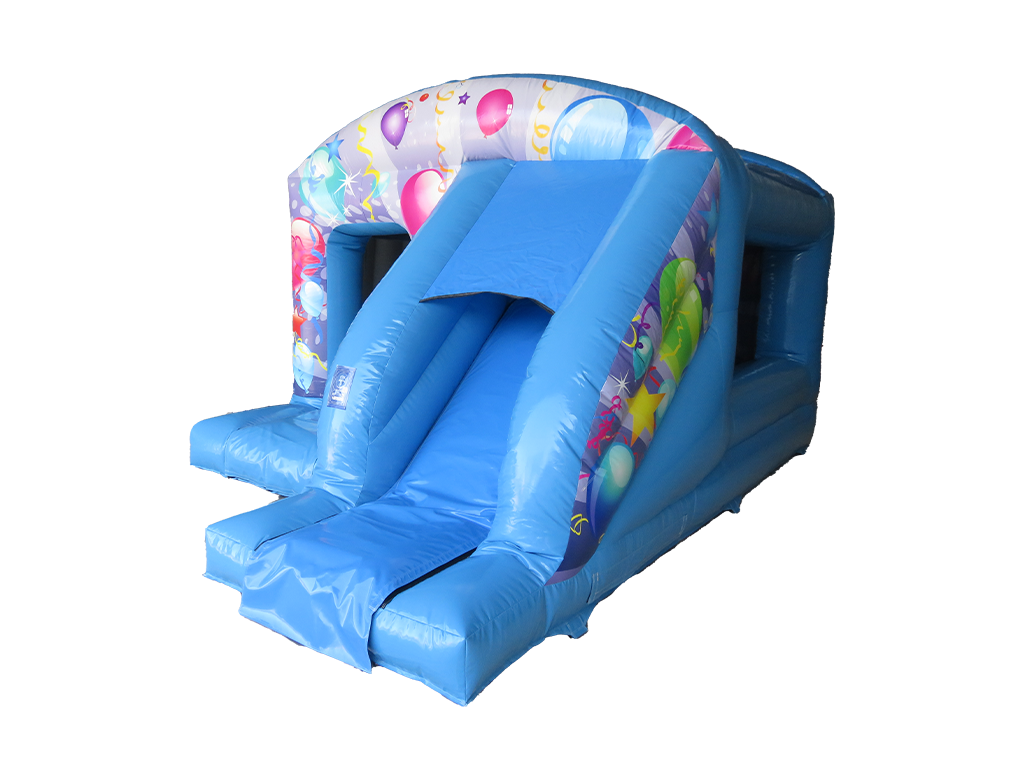 Boîte de saut et toboggan de fête bleue