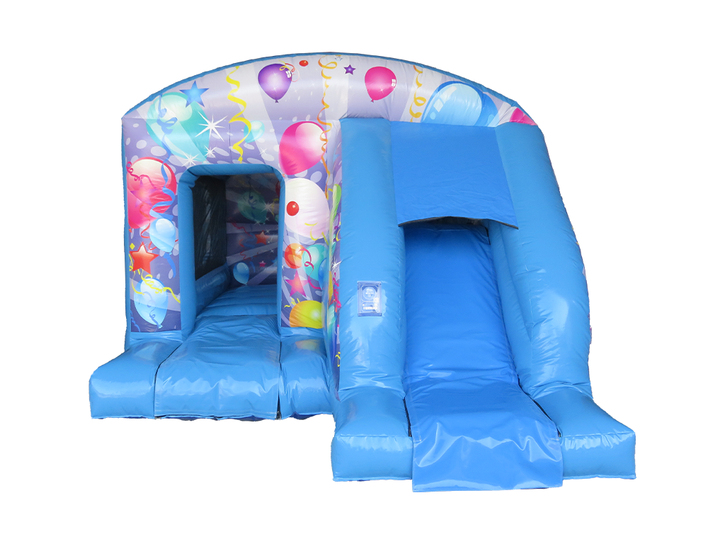 Boîte de saut et toboggan de fête bleue