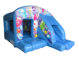 Boîte de saut et toboggan de fête bleue