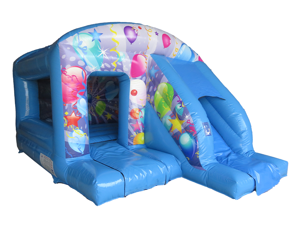 Boîte de saut et toboggan de fête bleue