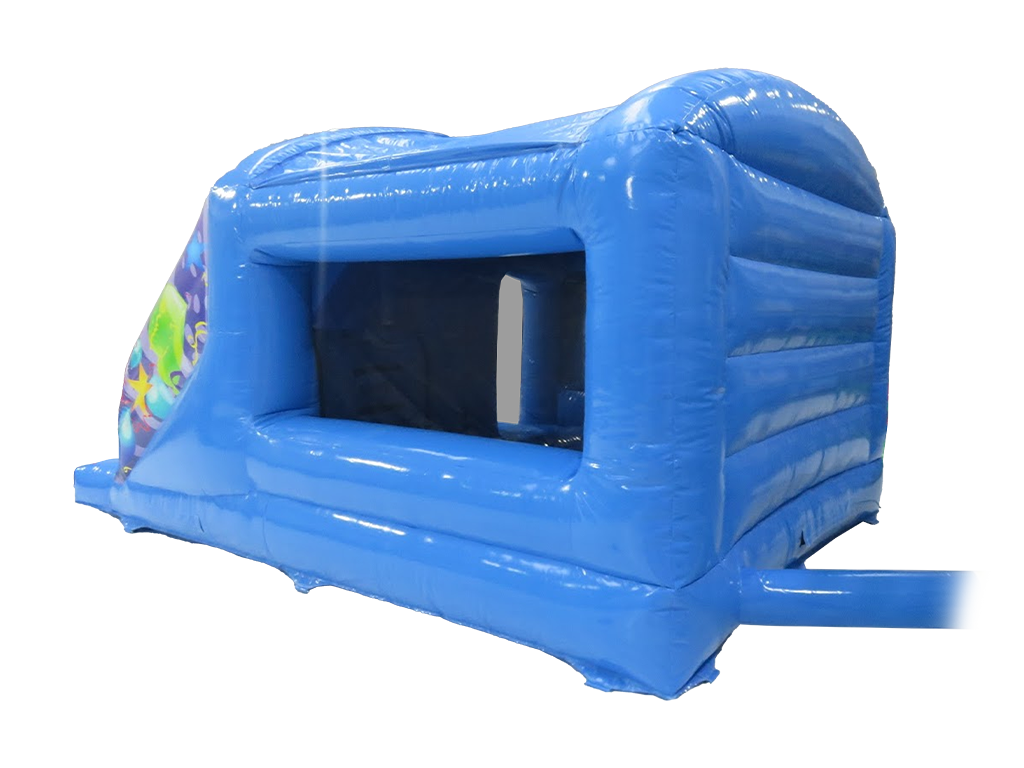 Boîte de saut et toboggan de fête bleue