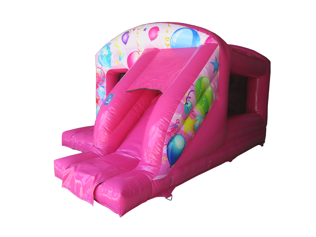 Boîte de saut et toboggan de fête rose