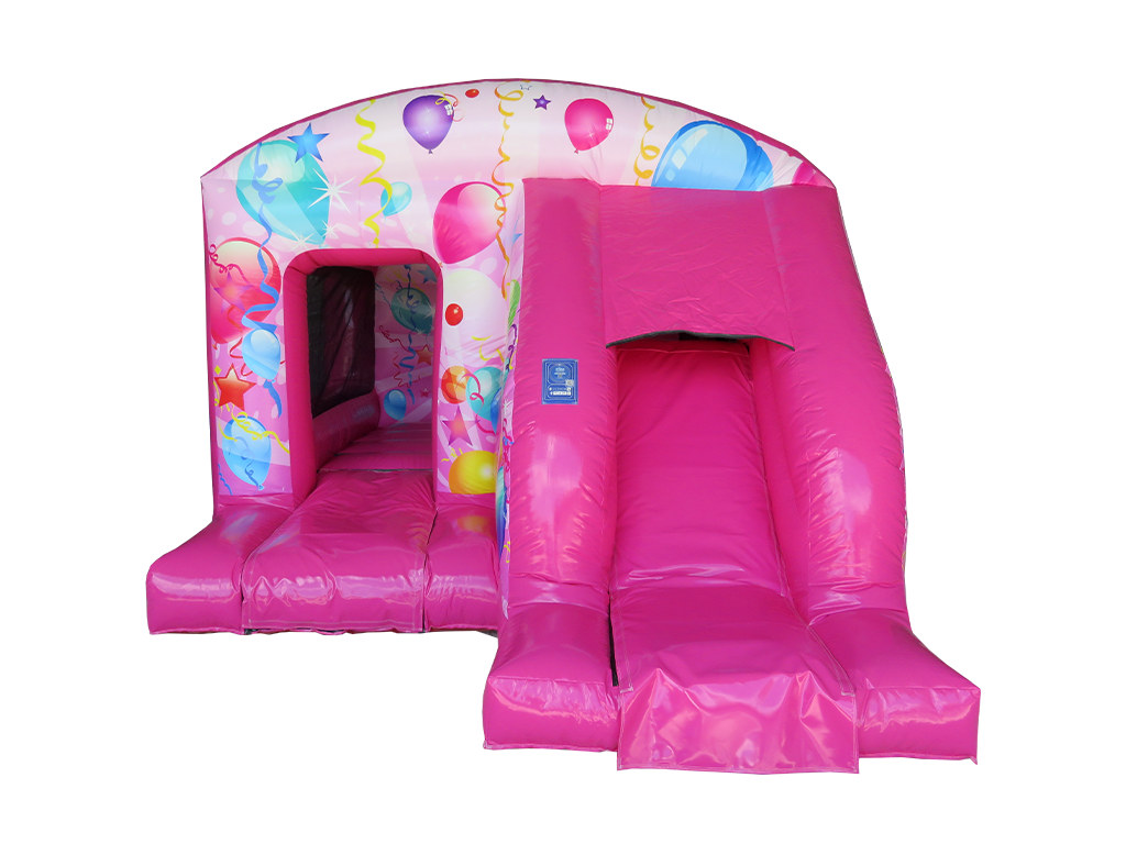 Boîte de saut et toboggan de fête rose
