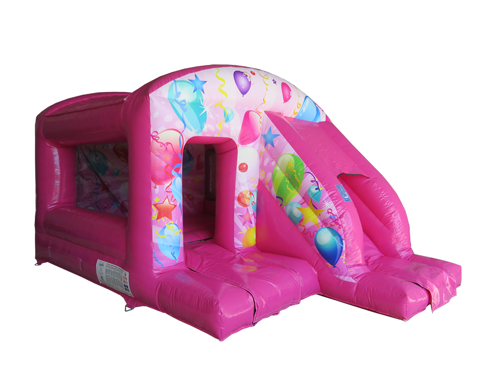 Boîte de saut et toboggan de fête rose
