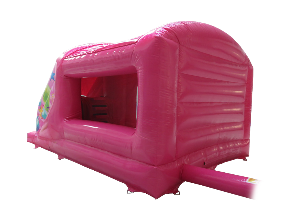 Boîte de saut et toboggan de fête rose
