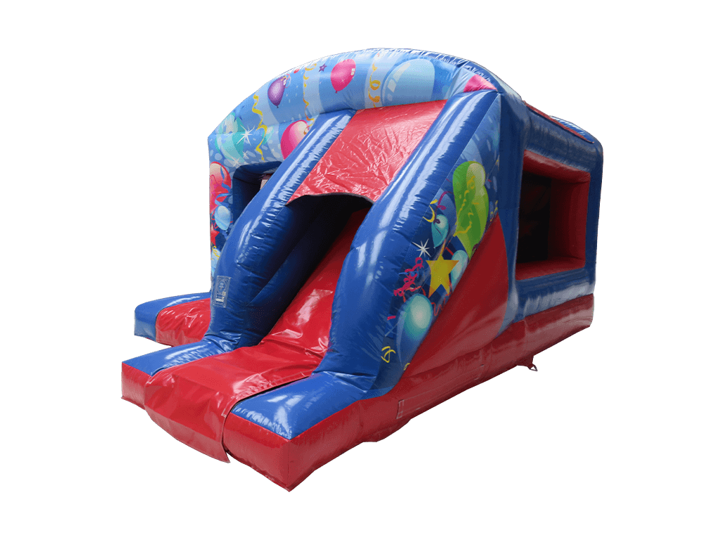Blauw & Rood Feest Box Spring en Glijbaan