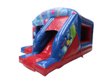 Blauw & Rood Feest Box Spring en Glijbaan