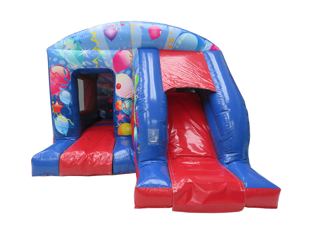 Blauw & Rood Feest Box Spring en Glijbaan