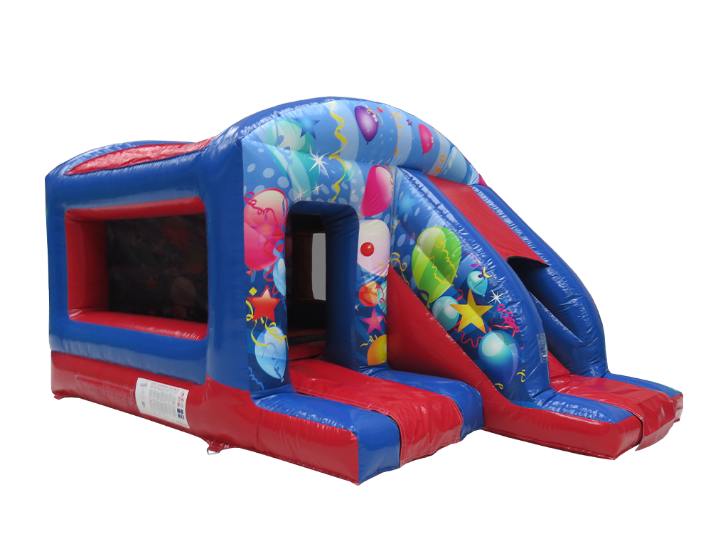 Blauw & Rood Feest Box Spring en Glijbaan