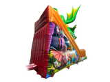 Airquee 3.5m platform inflatable dragon slide with colourful 3D dragon graphics and glossy PVC finish