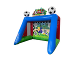 Airquee 3D Football Shootout inflatable game with giant 3D footballs, goal header, and target holes for accuracy.