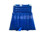 Airquee 9ft blue and white inflatable slide with an attached splash pool for commercial outdoor events.