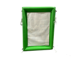 Airquee Catch It Game with a green inflatable frame and Easter-themed backdrop for interactive reaction play.
