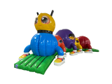 Airquee 1 Part Adventure Caterpillar inflatable obstacle course with bright multi-coloured segments for kids parties