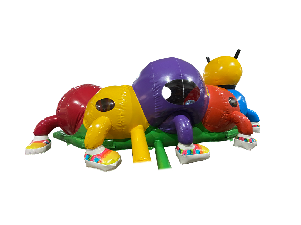 Airquee 1 Part Adventure Caterpillar inflatable obstacle course with colourful segments for children's play events.