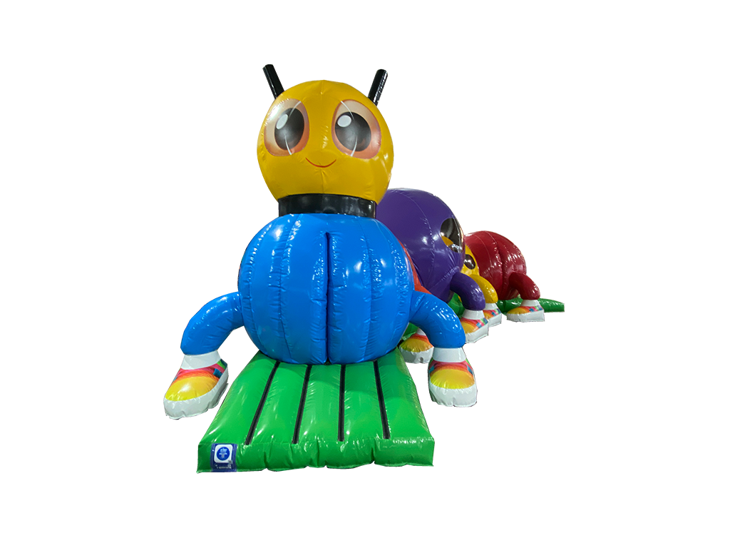 Airquee 1 Part Adventure Caterpillar inflatable obstacle course with bright colours for children's parties