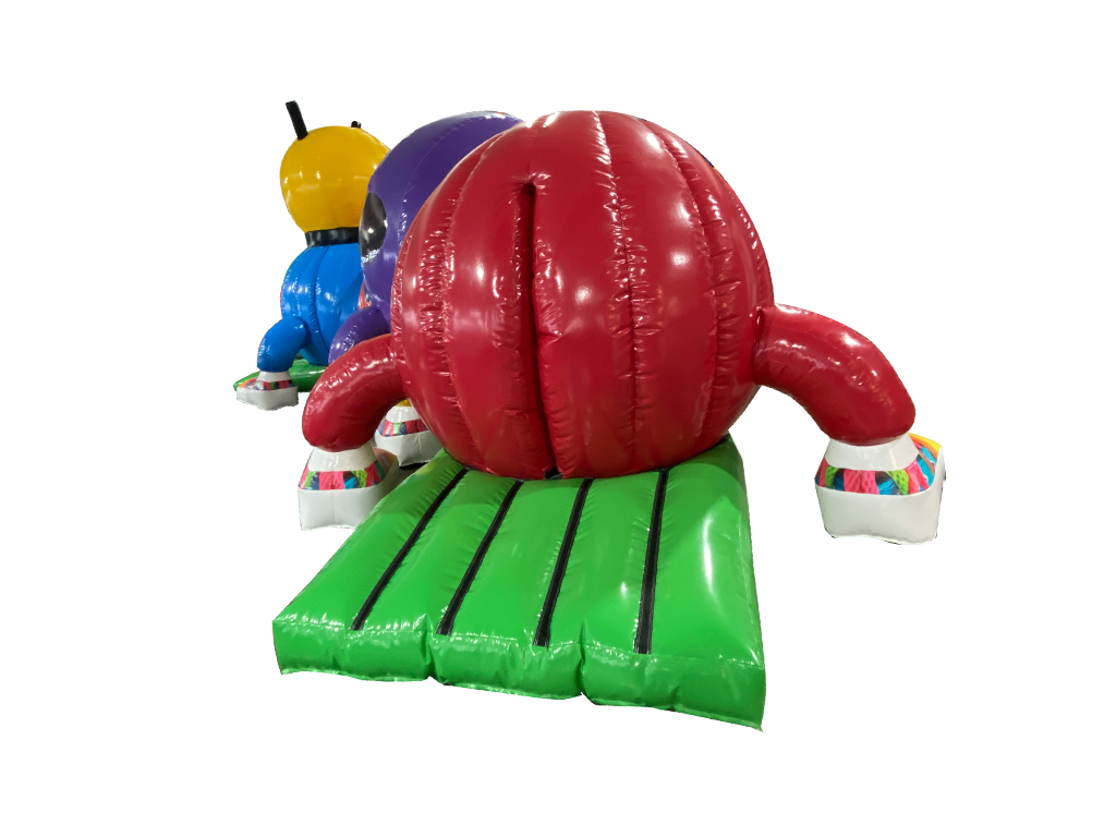 Airquee 1 Part Adventure Caterpillar inflatable obstacle course with colourful segments for kids' parties