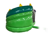 Airquee Dragon's Lair Combi inflatable bouncy castle with a green dragon-themed exterior and yellow spikes