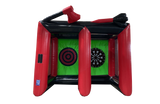 Airquee 2 in 1 inflatable sports game featuring an axe throwing target and a giant dartboard for events.