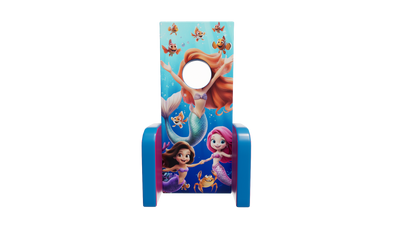 Airquee Mermaid Peek A Boo Board with vibrant underwater graphics, face cutout, and durable PVC stand for kids events.