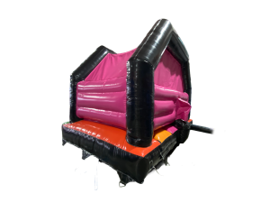 Airquee 15x15ft multicoloured A-frame bouncy castle with pink walls and black trim for disco party events