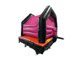 Airquee 15x15ft multicoloured A-frame bouncy castle with pink walls and black trim for disco party events