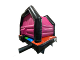 Airquee 15x15ft multicoloured A-frame bouncy castle with black, pink, and vibrant party-themed inflatable design.