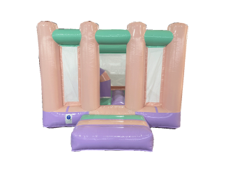 Château gonflable midi multicolore pastel 4,1x3,1m